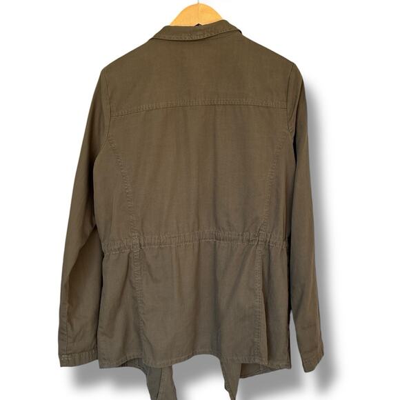 Caslon Jacket Size Medium Waterfall Draped Front Warm Brown Neutral Soft Tencel - Picture 2 of 6